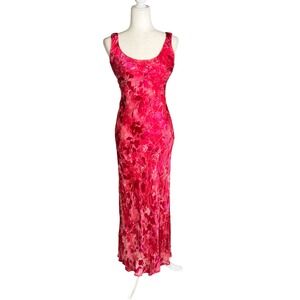 Vintage 90s Cache Pink Floral Silk Maxi Dress – Size 4